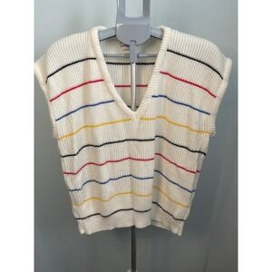 Golden Wings Striped Sweater Vest Sleeveless Knit Top Vintage 100% Acrylic B11